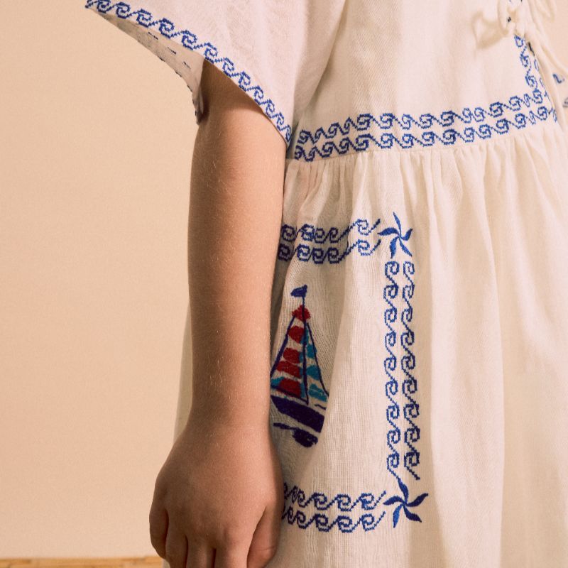Barcos Embroidered Dress - White