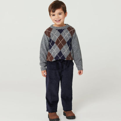 Arygle Knit Sweater - Grey &amp; Brown