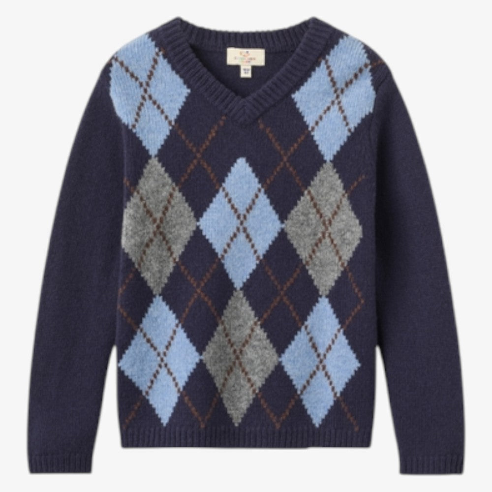 Arygle Knit Sweater - Navy