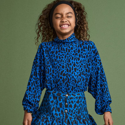 Animal Print Turtleneck - Blue
