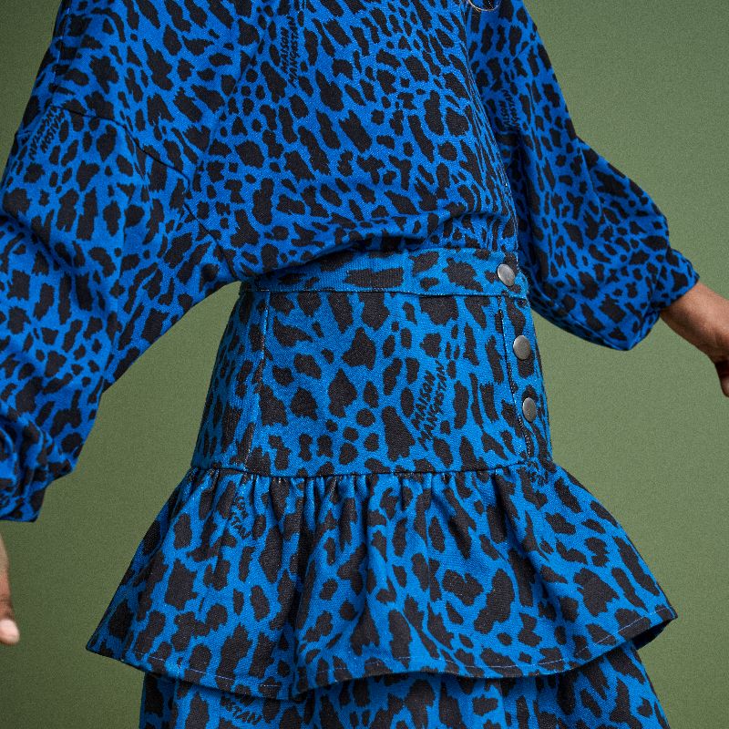 Animal Print Turtleneck - Blue