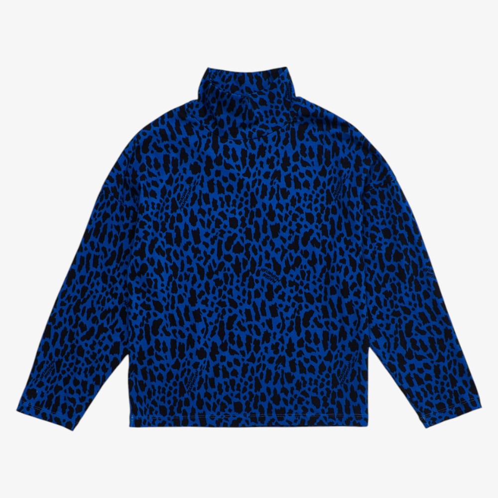 Animal Print Turtleneck - Blue