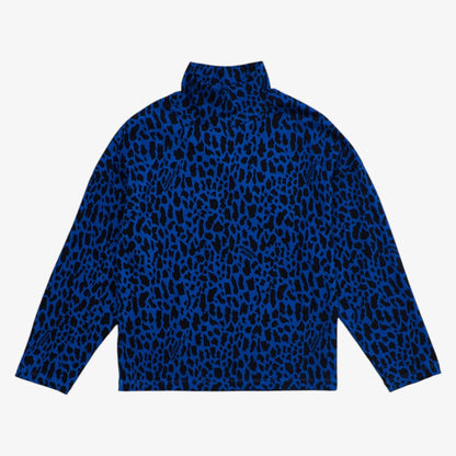 Animal Print Turtleneck - Blue