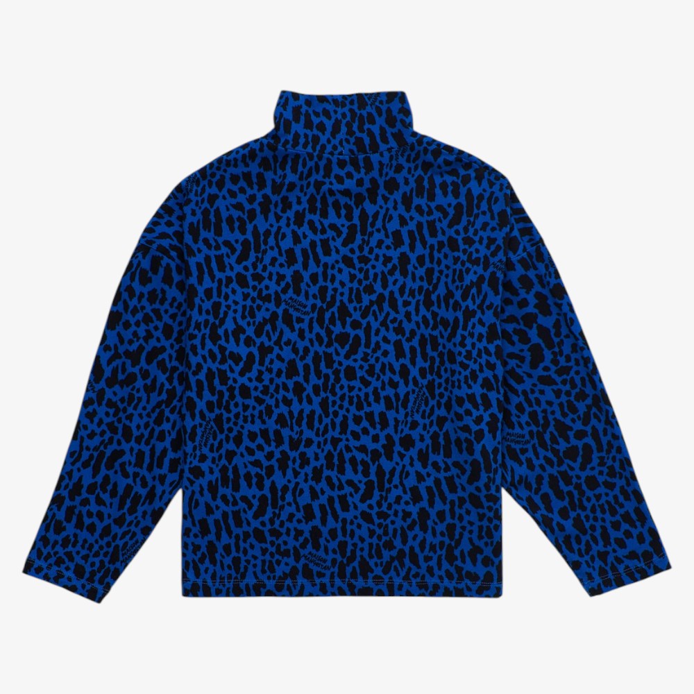 Animal Print Turtleneck - Blue