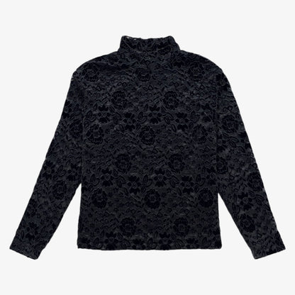 Lace Flower Turtleneck - Black