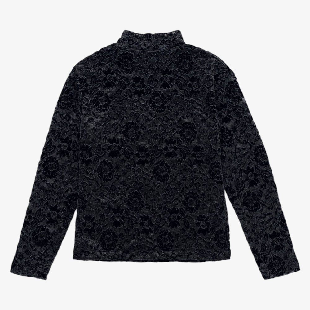 Lace Flower Turtleneck - Black
