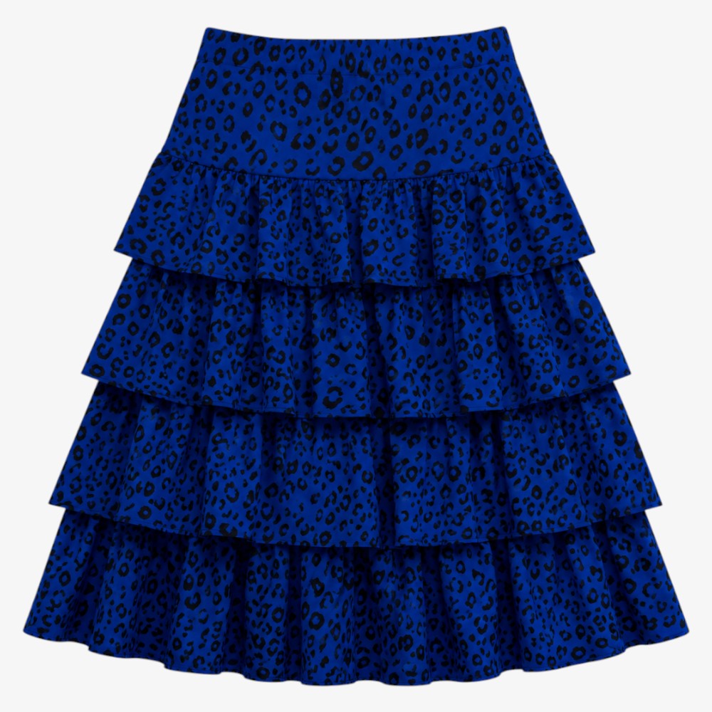 Animal Print Skirt - Blue