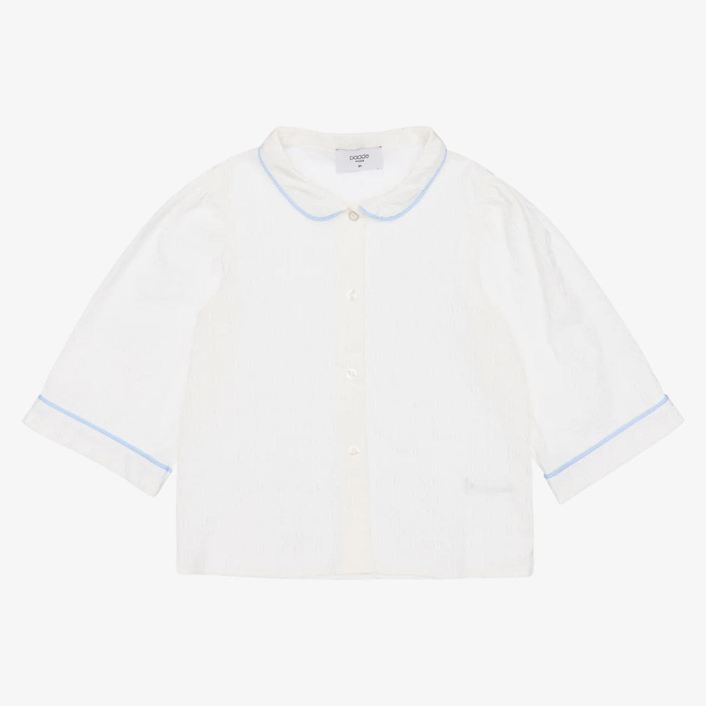 Iris Blouse - White &amp; Blue