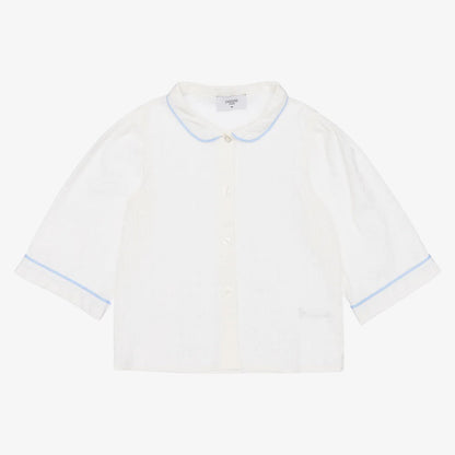 Iris Blouse - White &amp; Blue