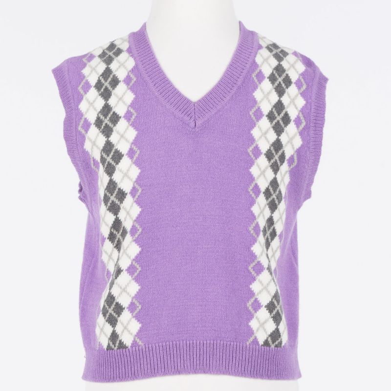 Knit Arygle Vest - Purple
