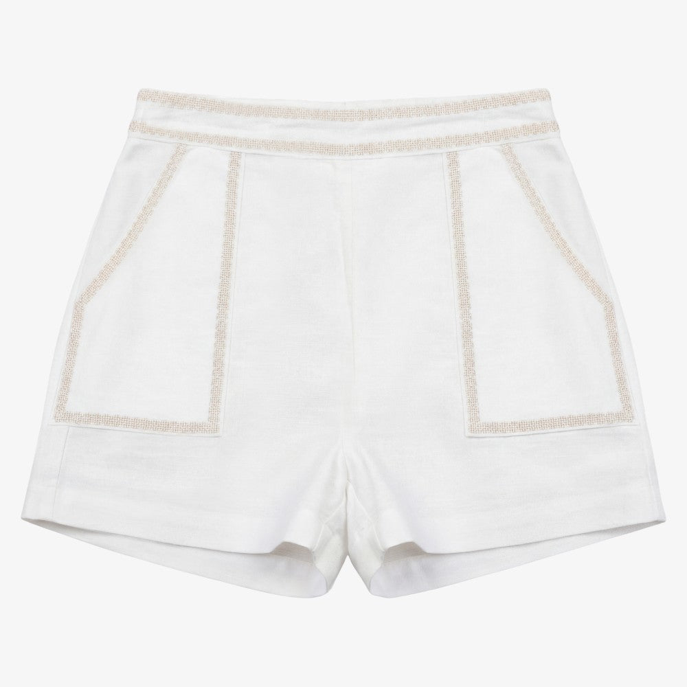 Buy Bermuda Shorts - White &amp; Sand