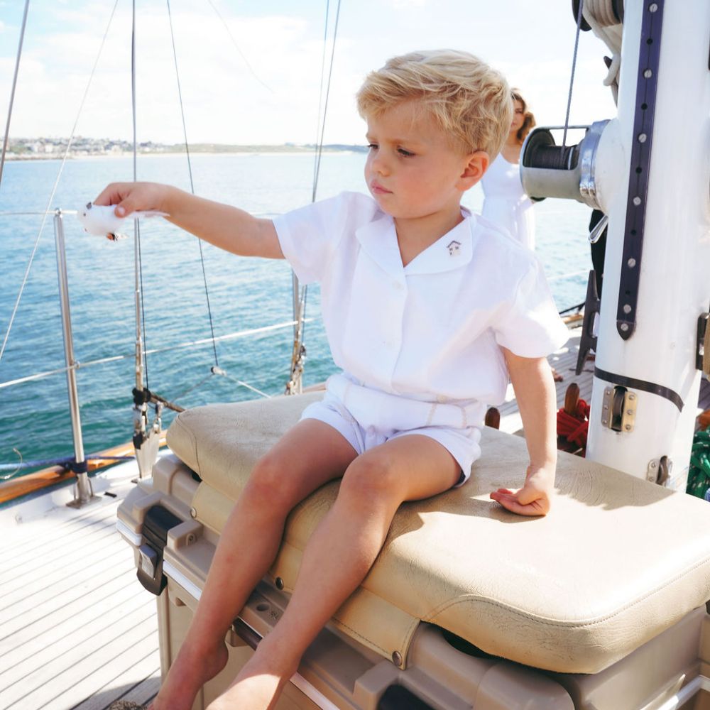 Buy Bermuda Shorts - White &amp; Sand