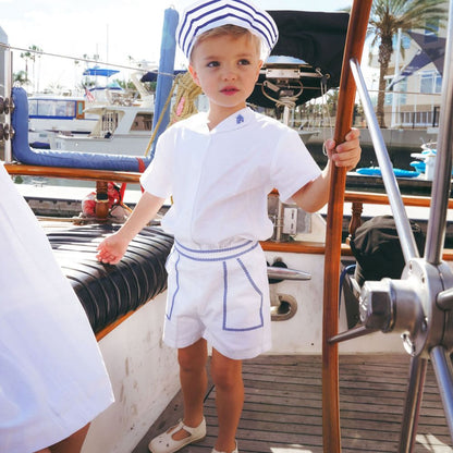 Buy Bermuda Shorts - White &amp; Blue