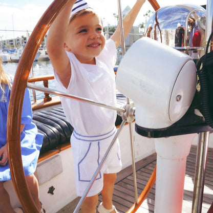 Buy Bermuda Shorts - White &amp; Blue