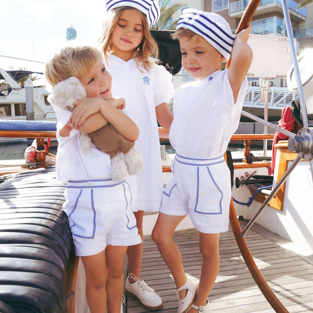 Buy Bermuda Shorts - White &amp; Blue