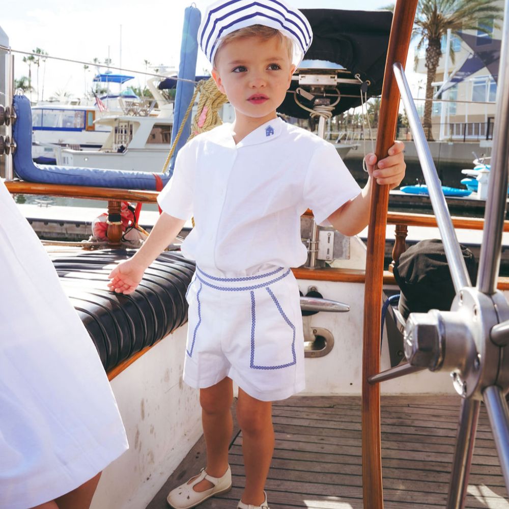 House Linen Shirt - White &amp; Blue