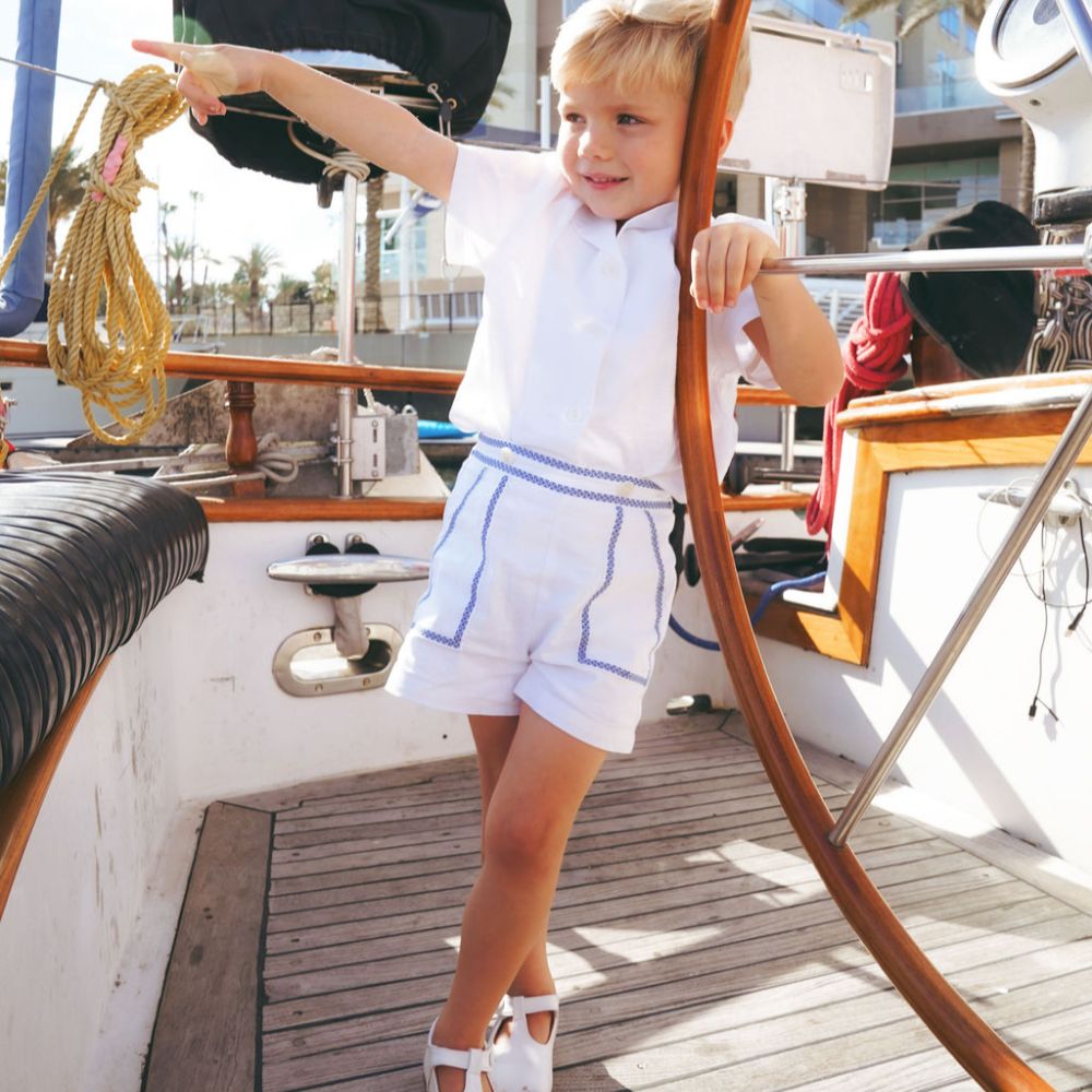 House Linen Shirt - White &amp; Blue