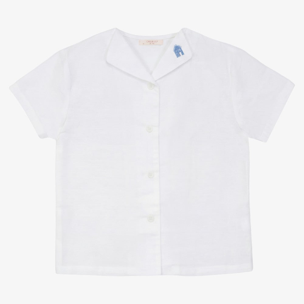 House Linen Shirt - White &amp; Blue