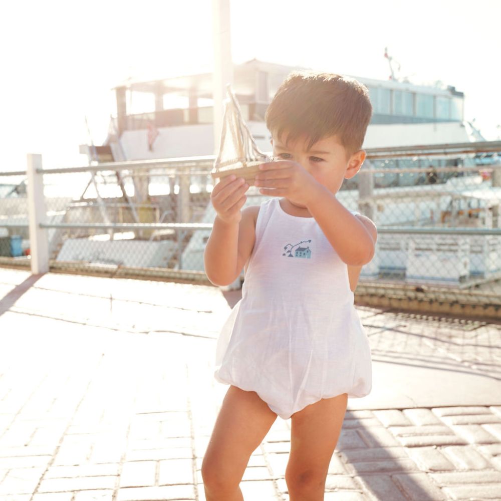 House Linen Romper - White