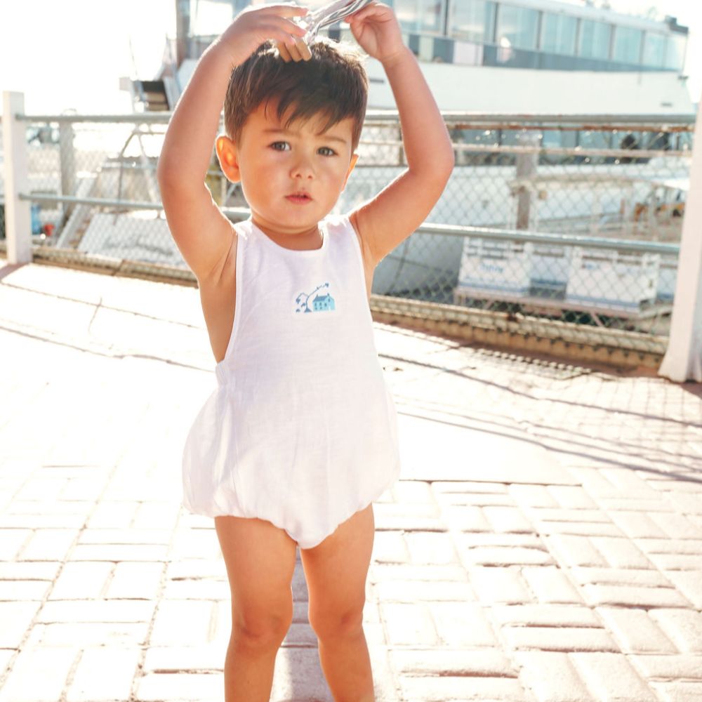 House Linen Romper - White