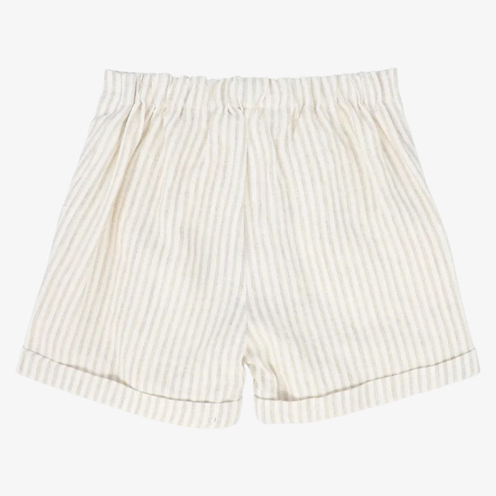 Linen Seam Shorts - White&amp;tan
