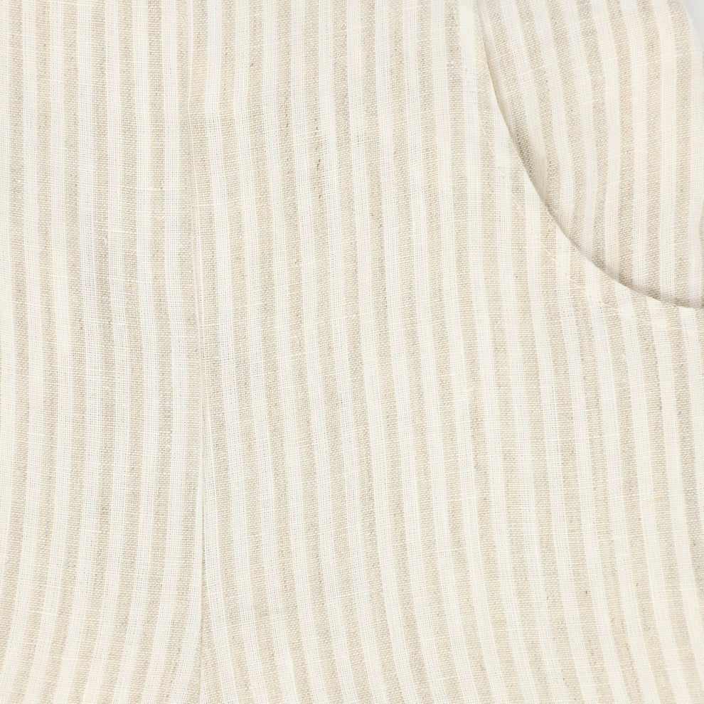 Linen Seam Shorts - White&amp;tan