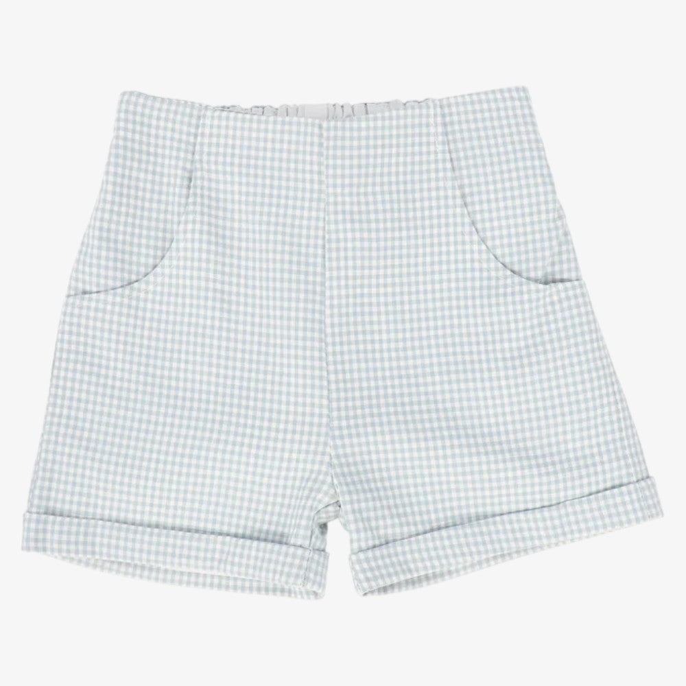 Linen Seam Shorts - White&blue
