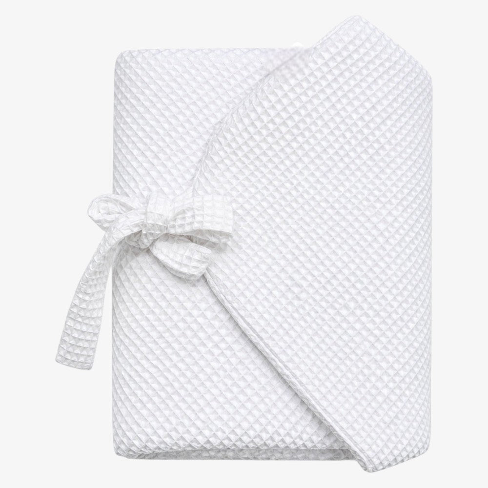 Baby Swaddle With Bow - Waffle White