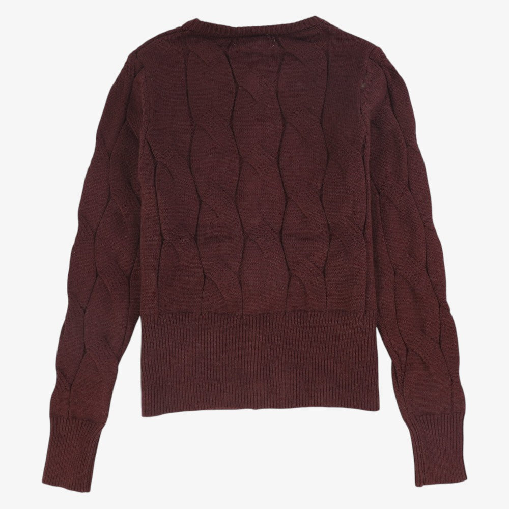 Painted Cable Cardigan - Burgundy