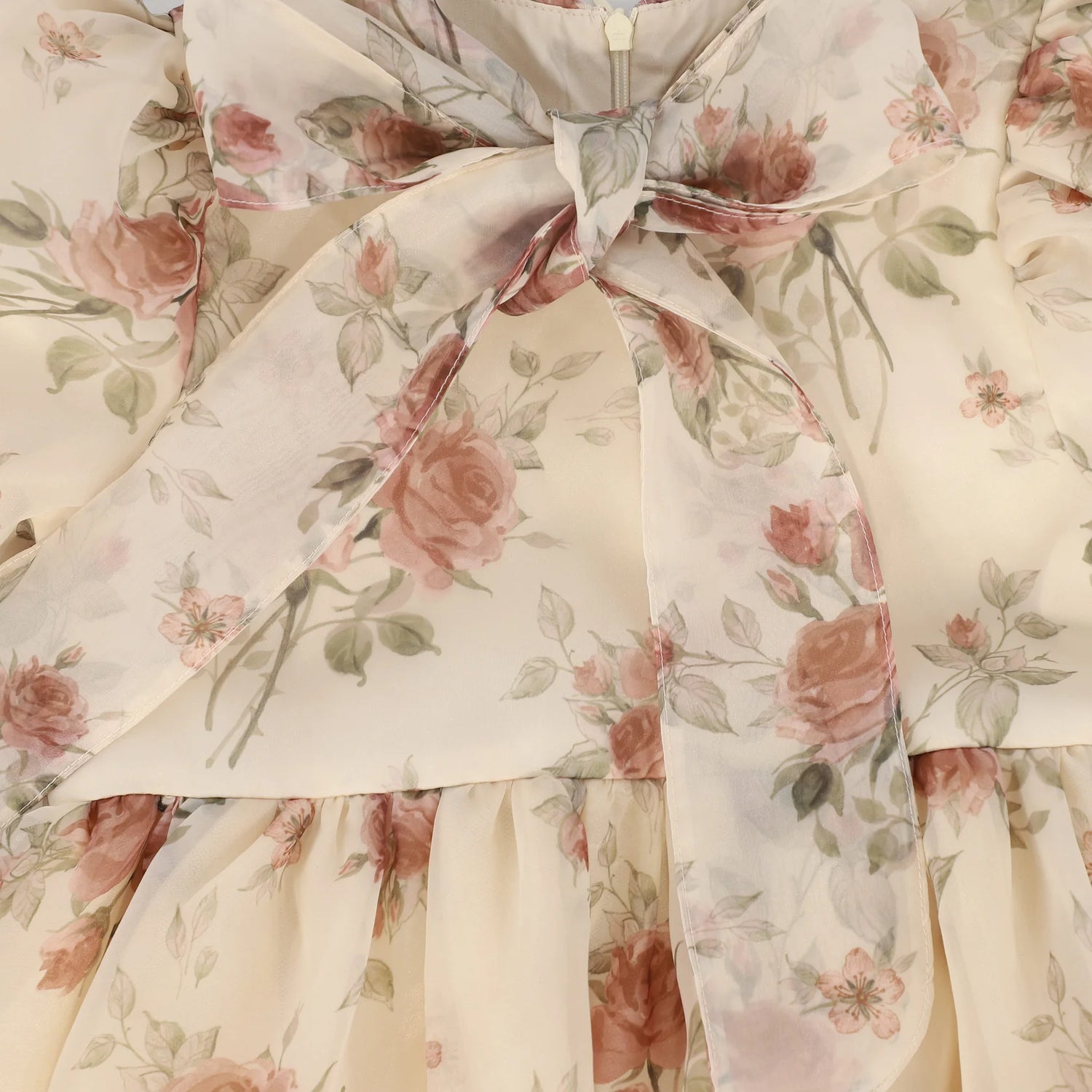 Floral Organza Neck Tie Gown - Pink