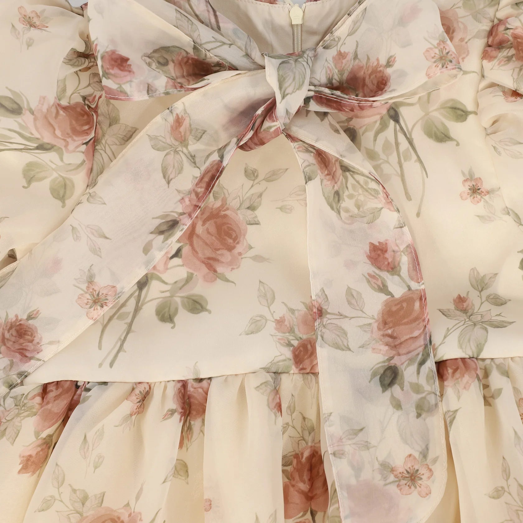 Floral Organza Neck Tie Gown - Pink