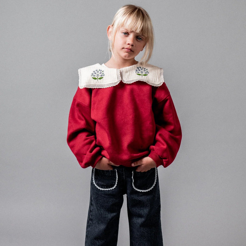 Embroidered Sweatshirt - Cherry