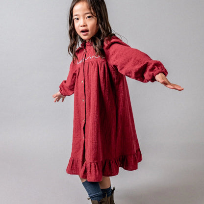 PLUMETI EMBROIDERED DRESS - Burgundy