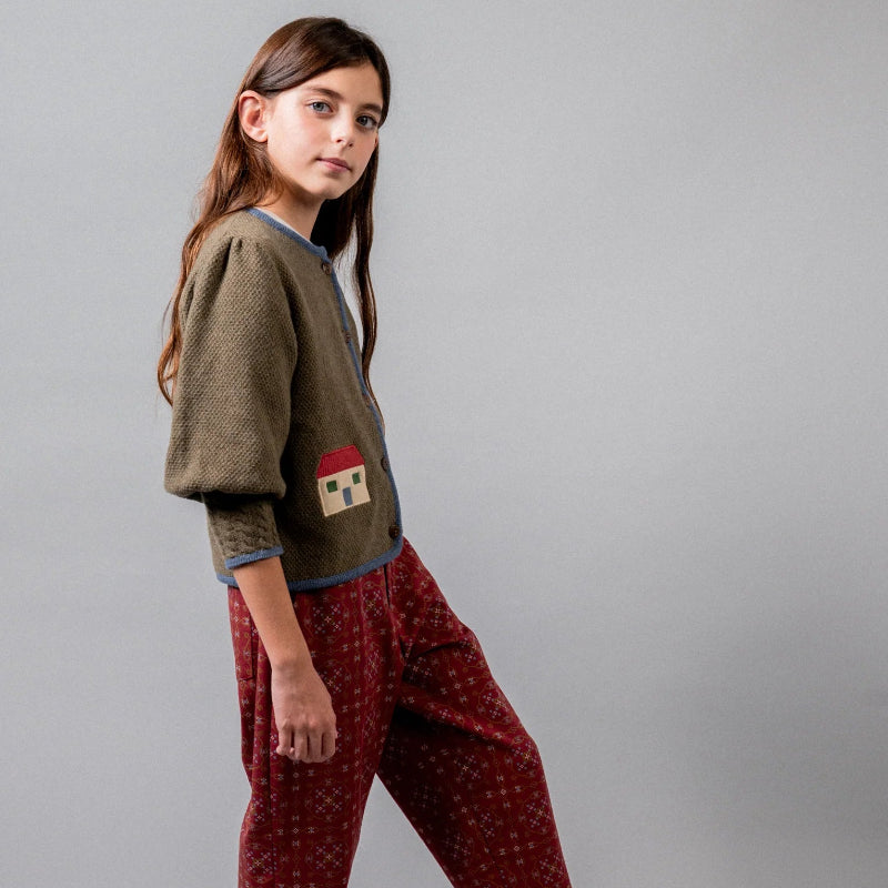 Austrian Embroidered Cardigan - Khaki