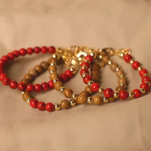RED W GOLD BEADS - Red/gold