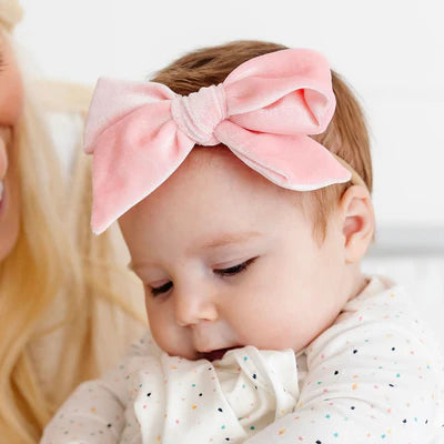 Velvet Bow Headband - Petal