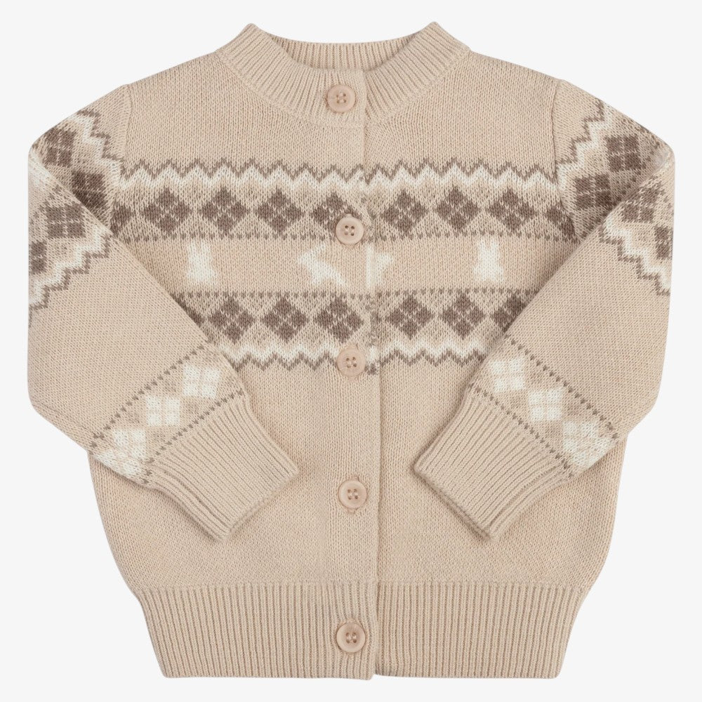 Fair Isle Cardigan - Taupe