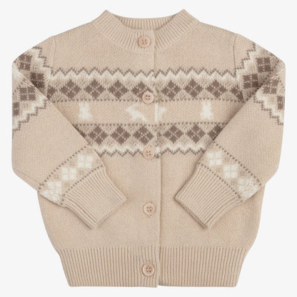Fair Isle Cardigan - Taupe
