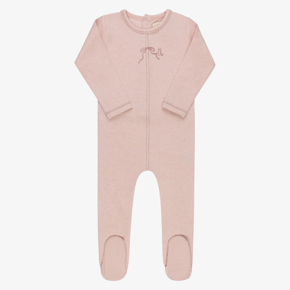 Bird Seam Footie - Pink