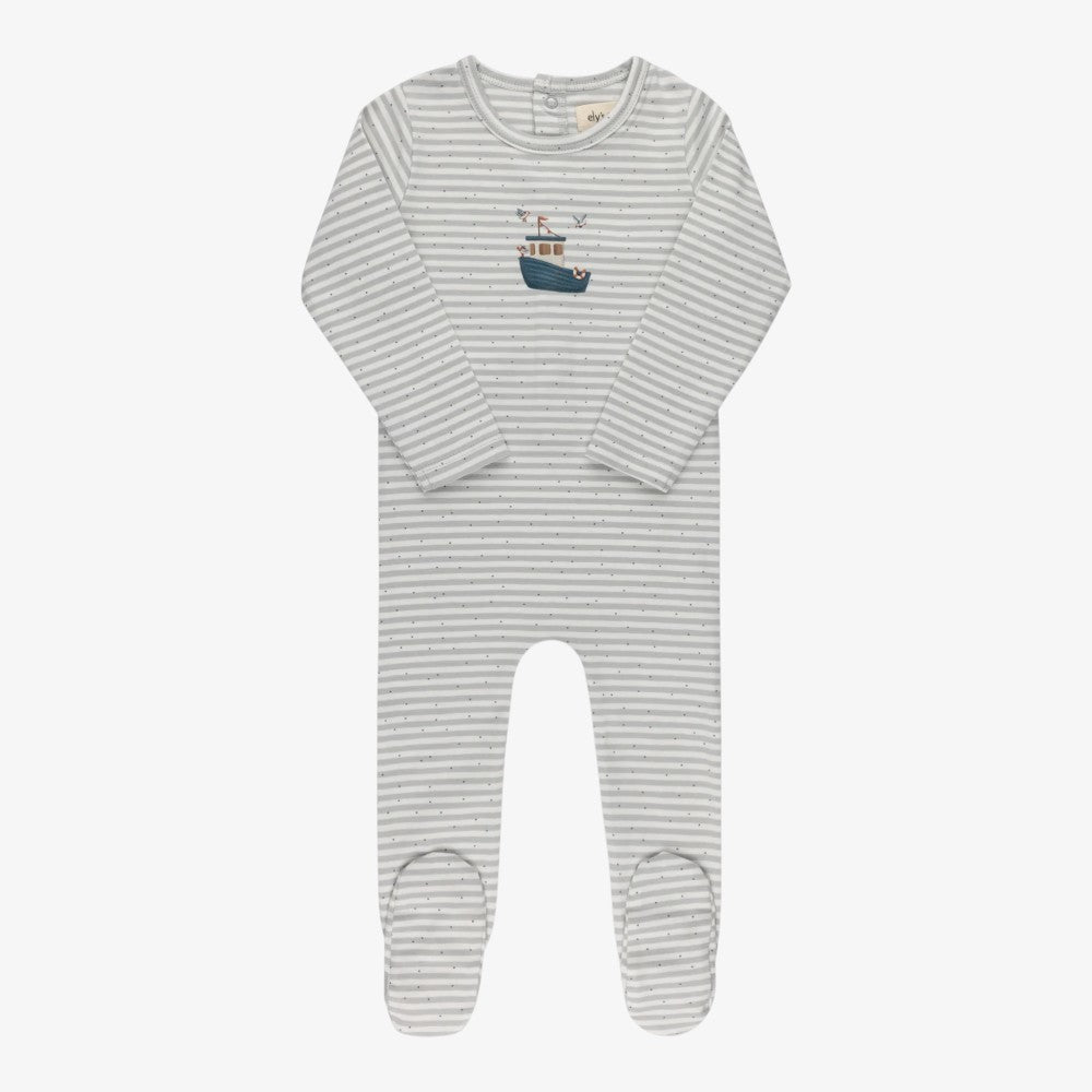 Nautical Stripe Footie - Blue
