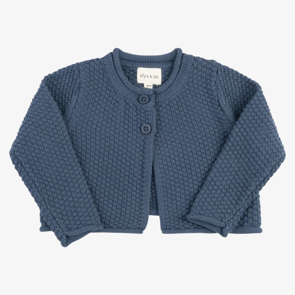 Floral Star Knit Cardigan - Blue