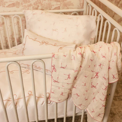 Swaddle And Burp Cloth Set - Lace Pink