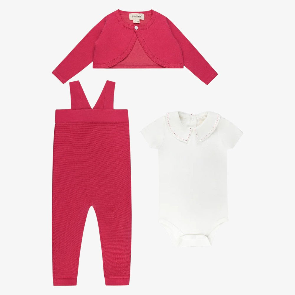 Knit Love 3 Piece Set - White &amp; Pink