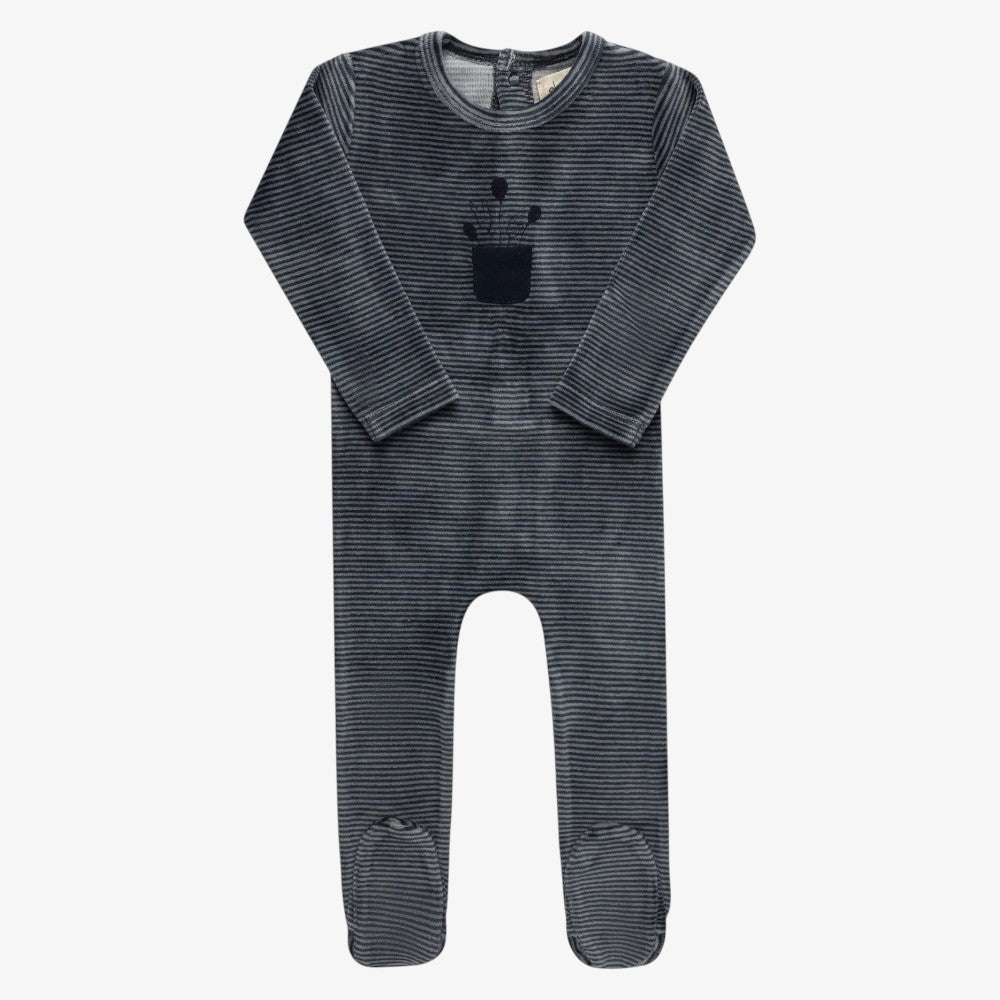 Stripe Footie - Blue