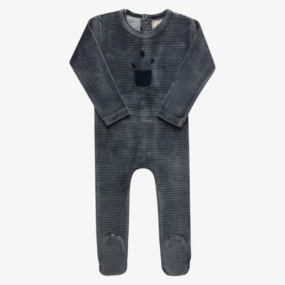 Stripe Footie - Blue