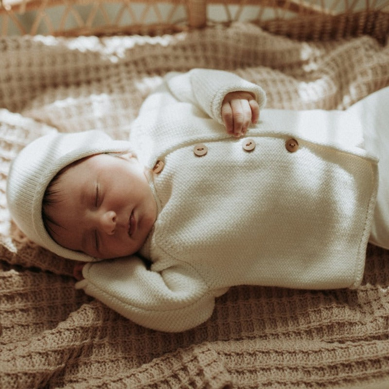 Cardigan And Beanie - Cream