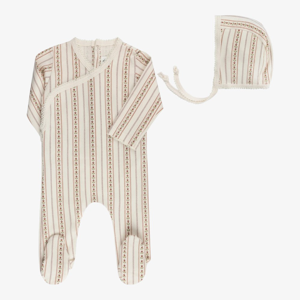 Tulip Footie And Bonnet - Ivory &amp; Pink