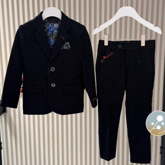 Pinstripe Blazer - Navy