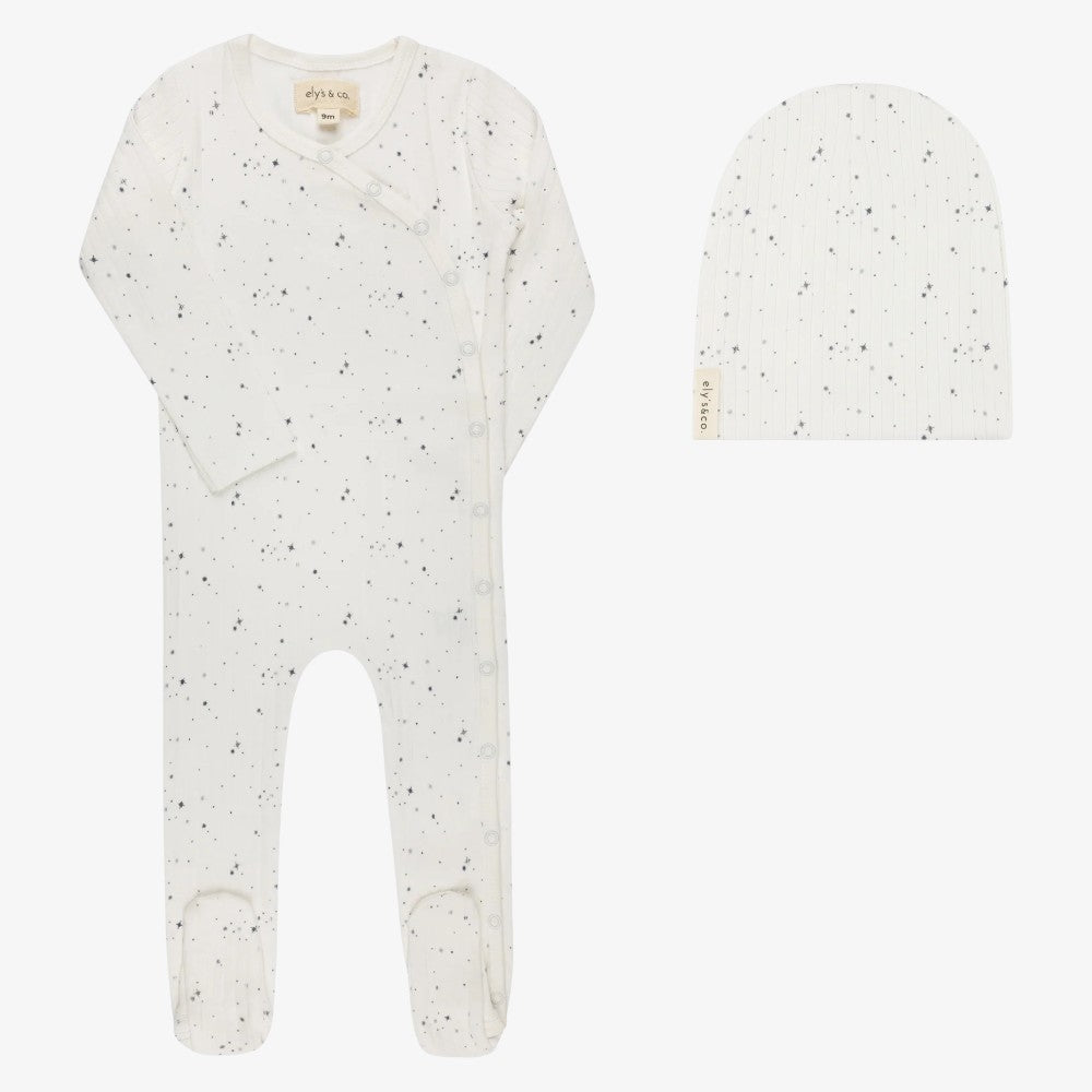 Star Footie And Beanie - Ivory