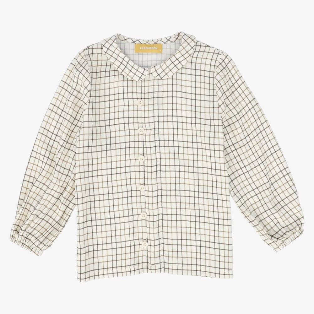 Peter Pan Print Blouse - White &amp; Brown